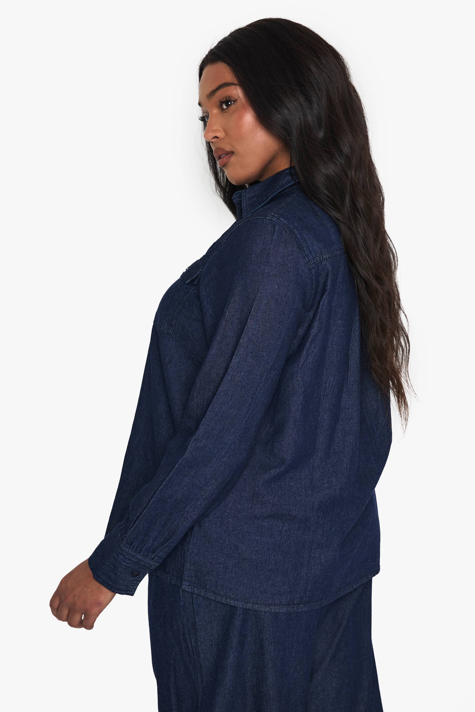 boohoo Chemise Western En Denim Grande Taille