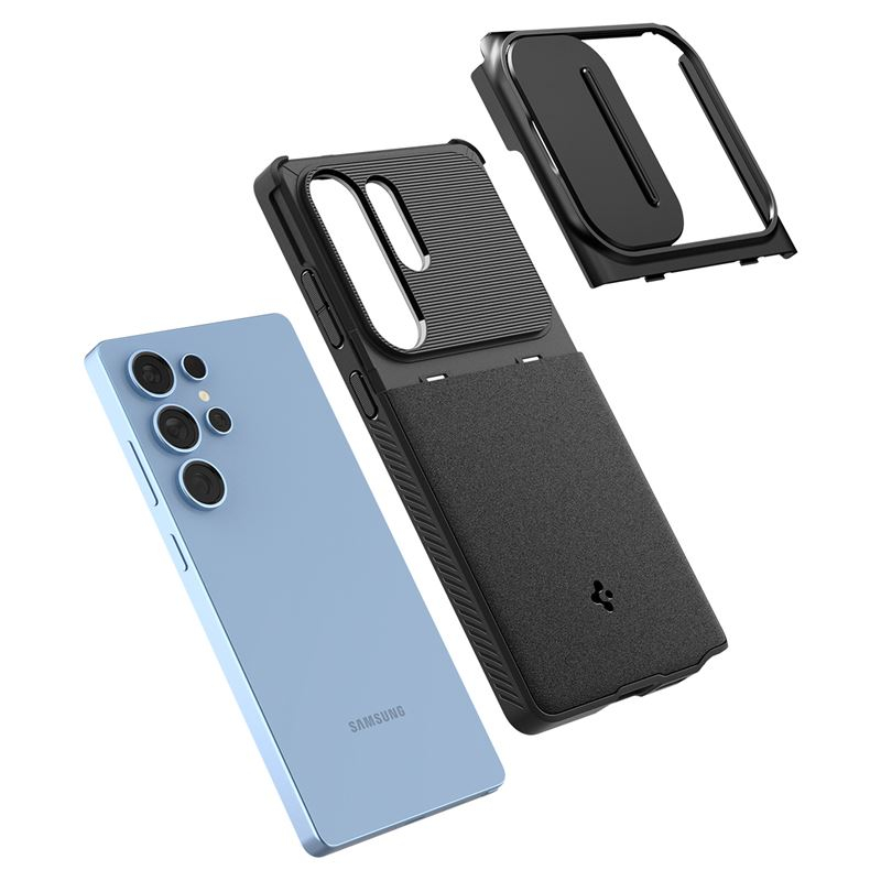 Samsung Galaxy S25 Ultra Optik Armor Hybrid Case Hülle mit Cam-Slider (ACS08969) - Schwarz