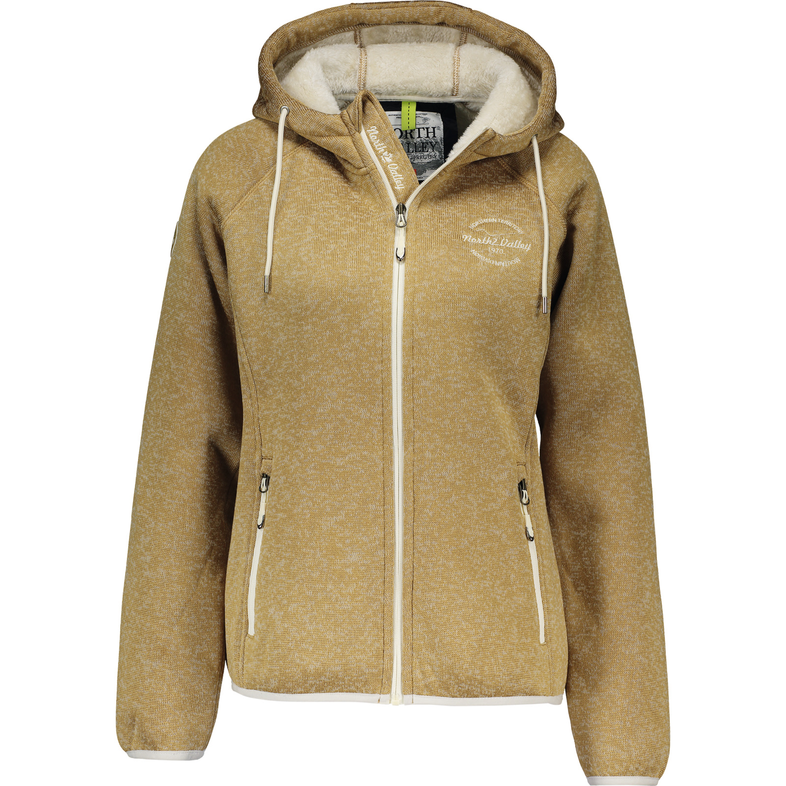 North Valley Damen-Strickfleecejacke Sadie M, beige