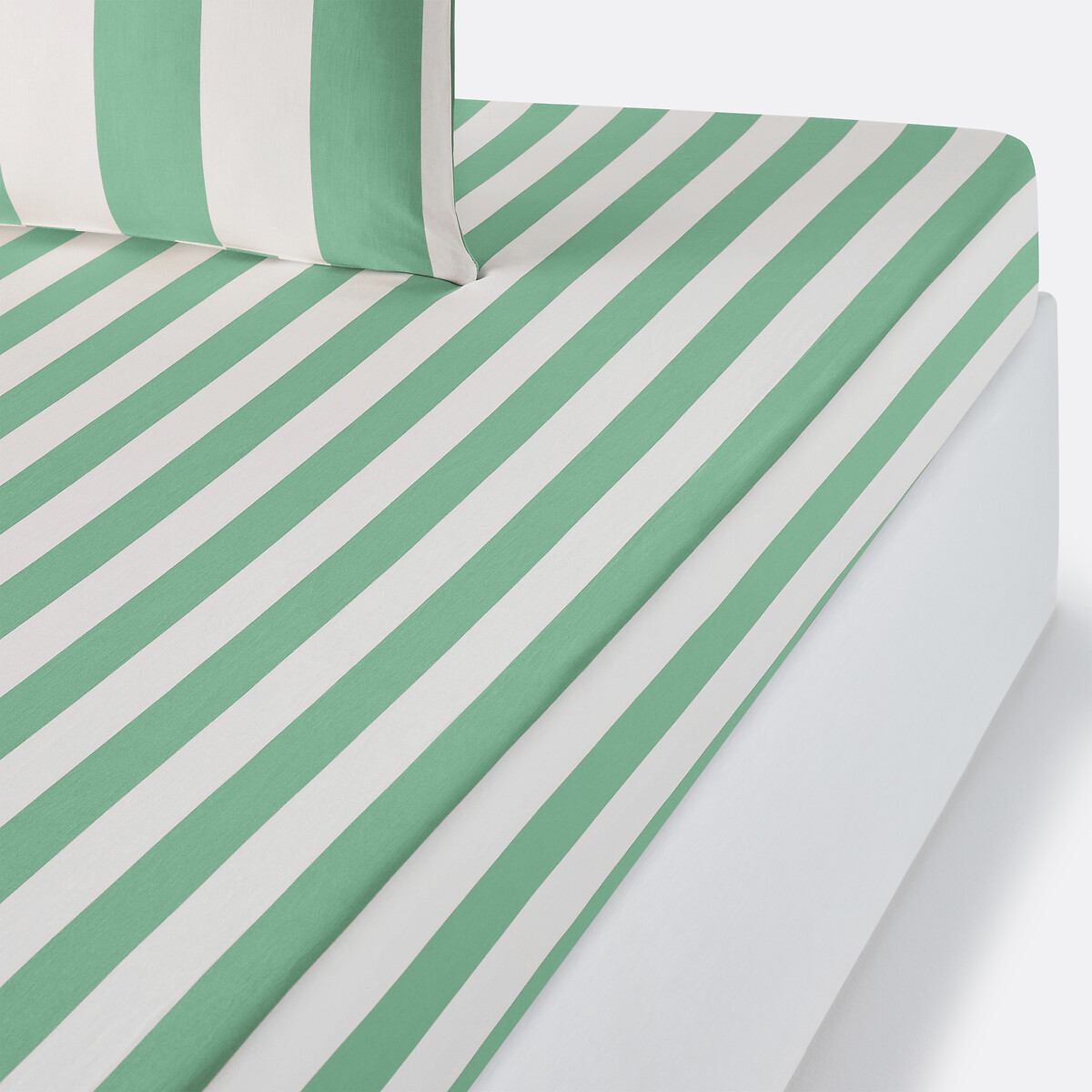 LA REDOUTE INTERIEURS<br>Lençol de algodão dobrável 25 cm, verde Hendaye