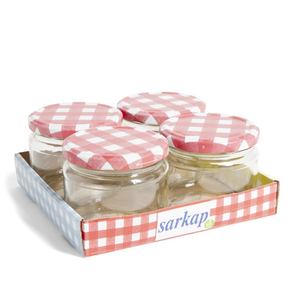 Lot de 4 pots à confiture acier et verre Ø7,5xH8,7cm