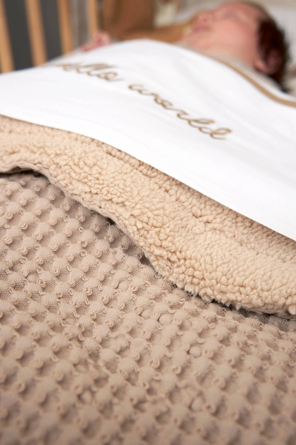 baby ledikantdeken wafel teddy sand