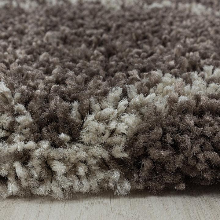 Rond berber vloerkleed - Agadir Lines Taupe/Creme