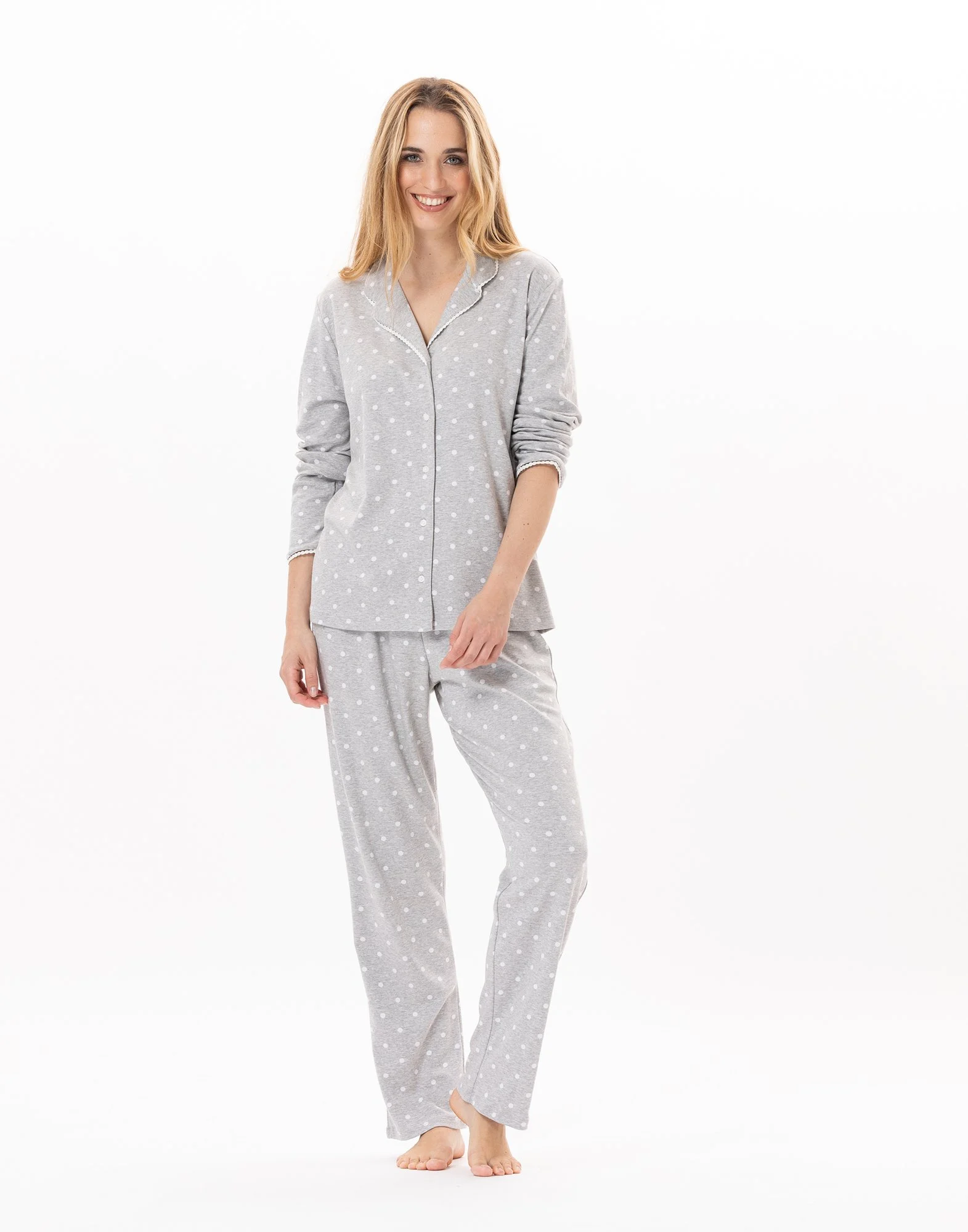 CHAMADE 806 - Pyjama boutonné en coton | Gris