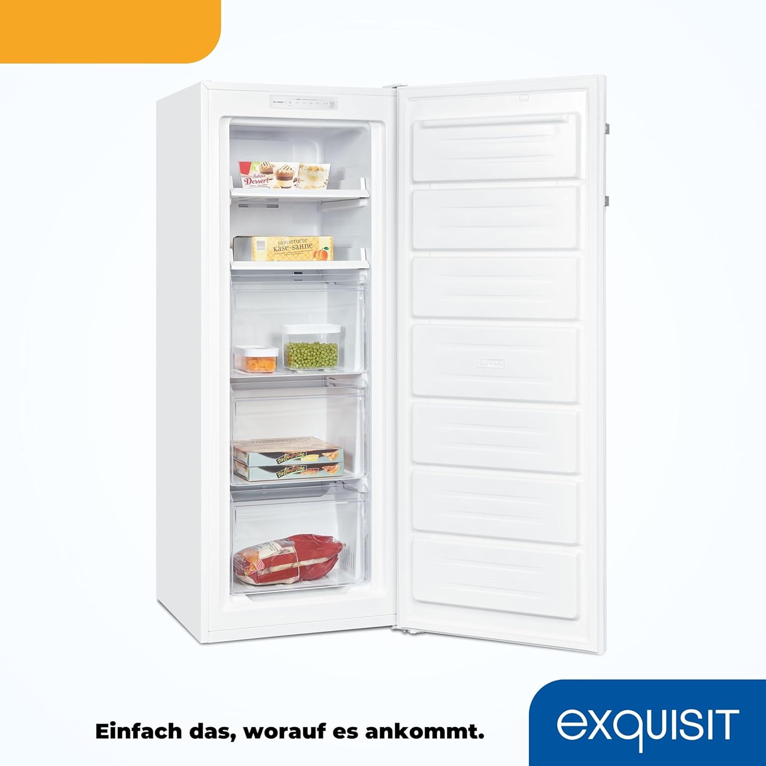 Exquisit Gefrierschrank GS231-NF-H-040D weiss | 161 Liter Nutzinhalt| Tiefkühlschrank | NoFrost | Tiefkühler elektronisch | Weiß