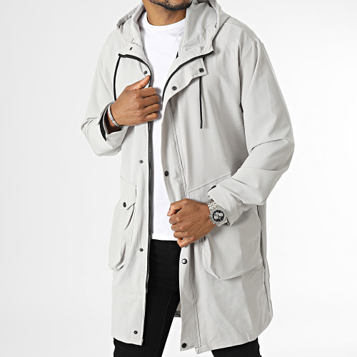 Veste Zippée Capuche Longue Gris