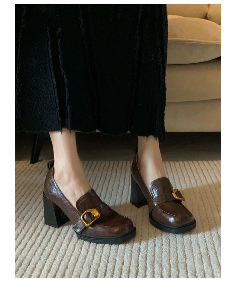 Karlao - Loafers met vierkante neus en blokhak en gesp