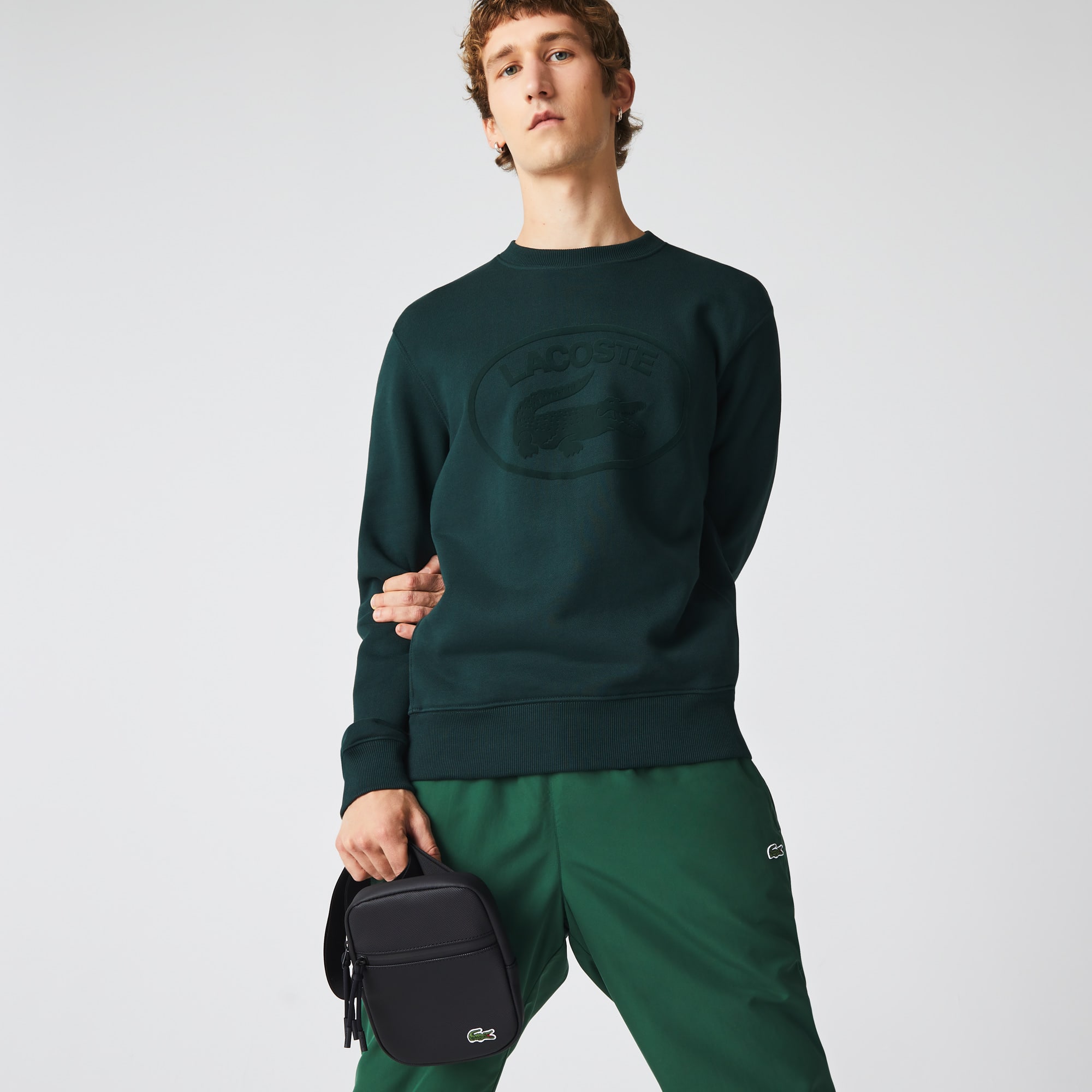 Petite sacoche plate LCST croisée en toile enduite Sacoches & Pochettes - Noir - Lacoste - Homme
