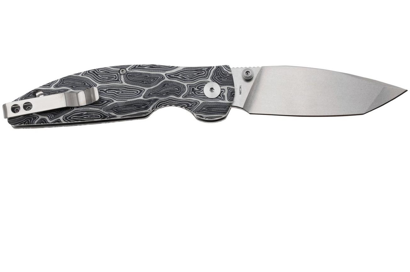 QSP Knife Turtle Punk QS158-B1 Stonewashed 14C28N Black White G10, zakmes, Keanu Alfaro design