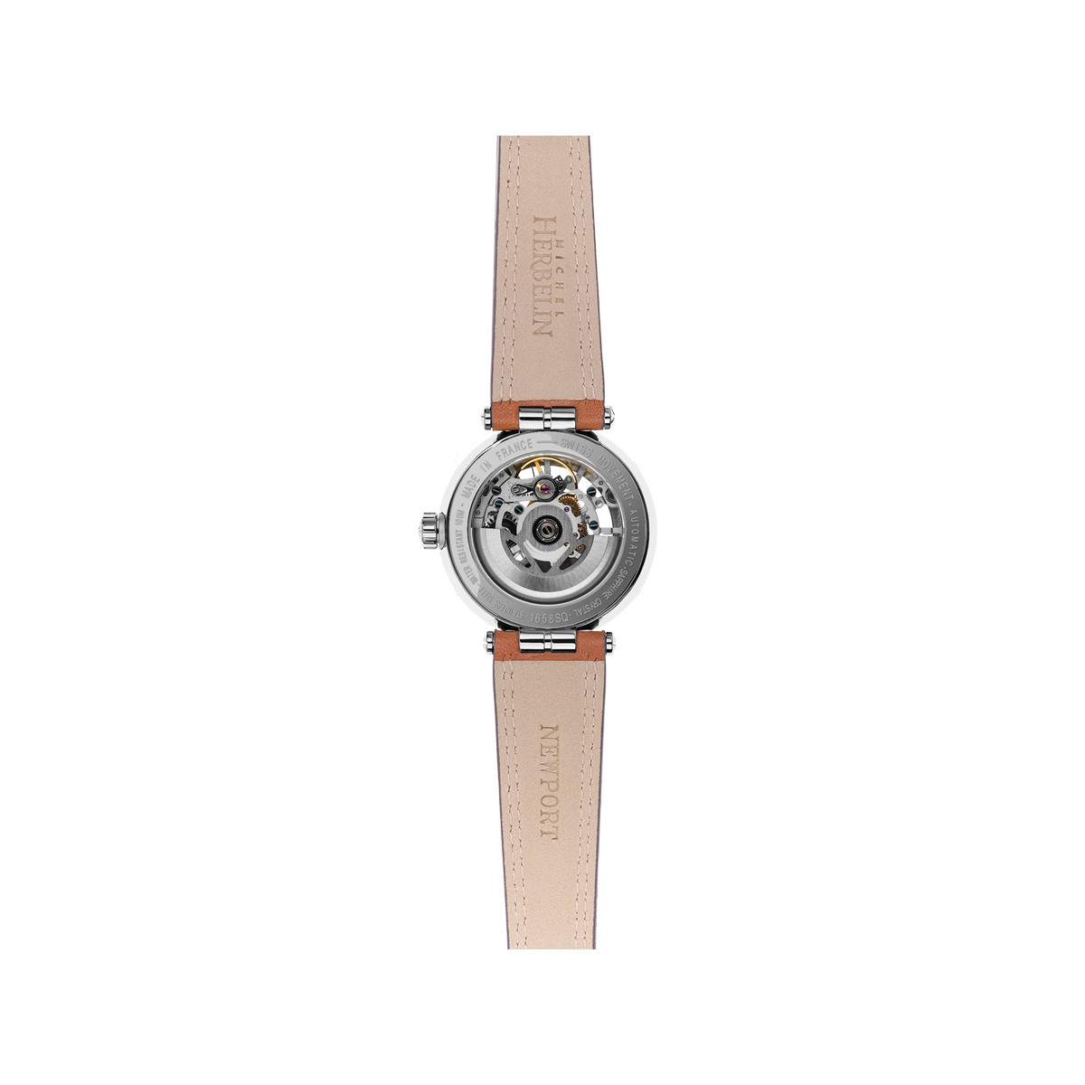 Montre HERBELIN Newport Automatic femme automatique acier bracelet cuir marron
