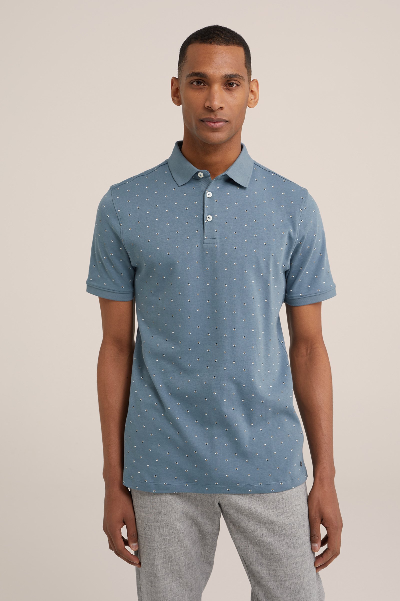 polo met dessin WE Fashion Grijsblauw