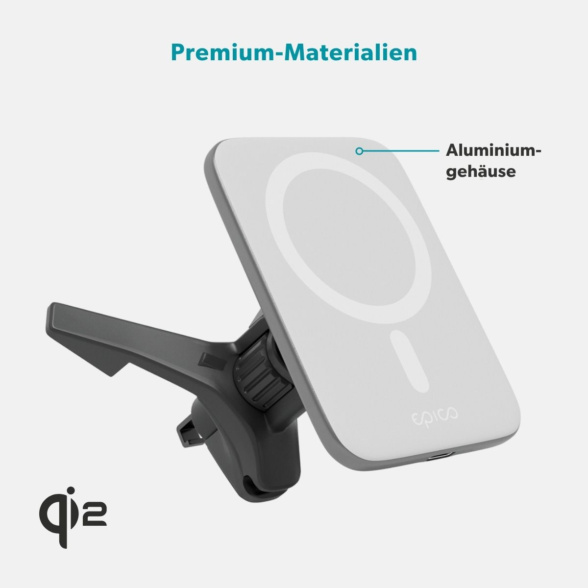 (15W) MagSafe Auto KFZ Halterung für Lüftungsgitter Qi2 Wireless Fast Charging Ladestation (9915102100020) - Weiss