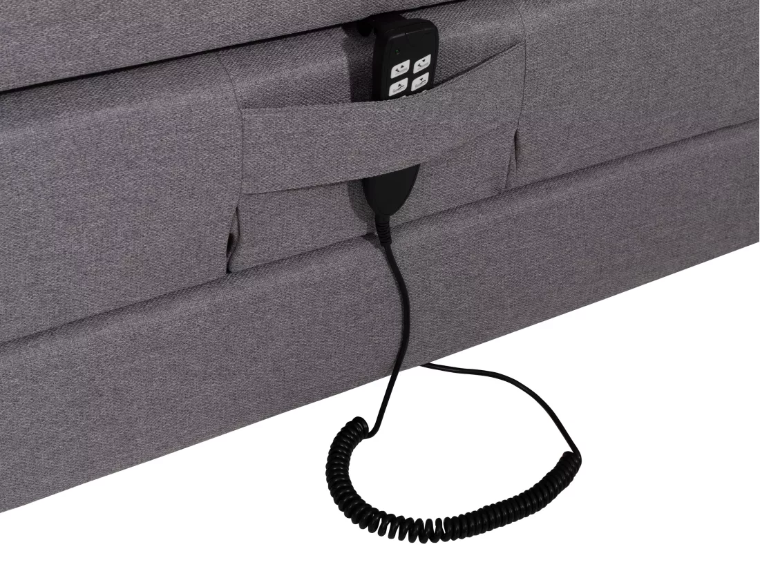Ensemble complet boxspring tête de lit + sommiers relaxation électrique + matelas + surmatelas - 2 x 90 x 200 cm - Tissu - Gris clair - CASTEL II de PALACIO