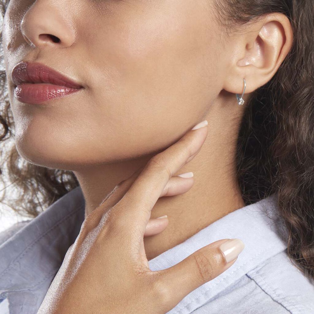 Boucles D'oreilles Pendantes Victoria Or Blanc Diamant