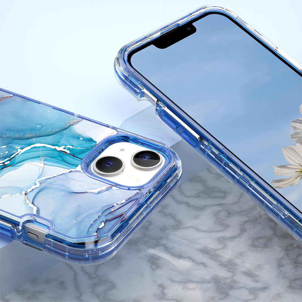 iPhone SE (2022/2020) / 8 / 7 Hybrid Hülle TPU Bumper mit Acryl Rückseite im Marble Marmor Design - Style 5