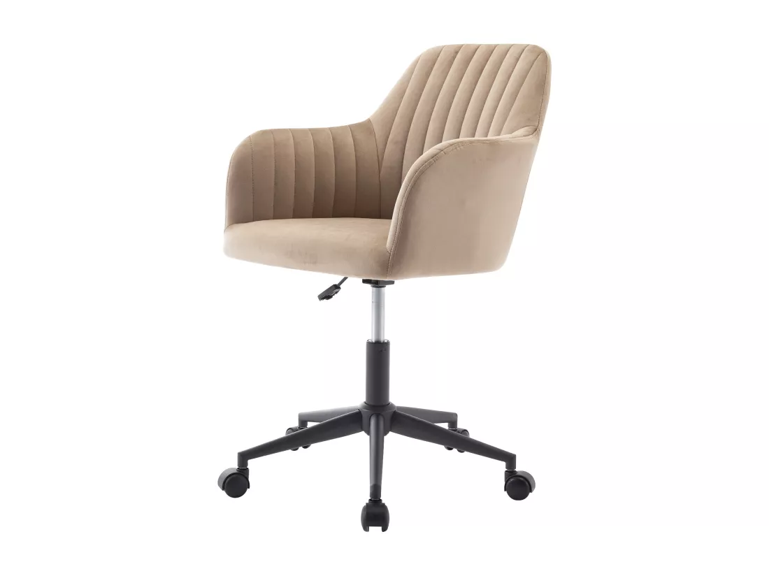 Chaise de bureau - Velours - Beige et noir - Hauteur réglable - ELEANA
