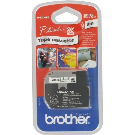 Ruban non laminé Brother MK 12 mm coloré écriture noire