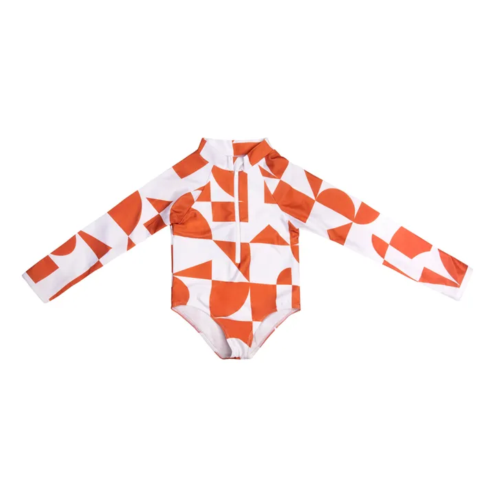 Juillet Juillet Maillot de Bain Anti-UV Matière Recyclée Géométrique | Terracotta
