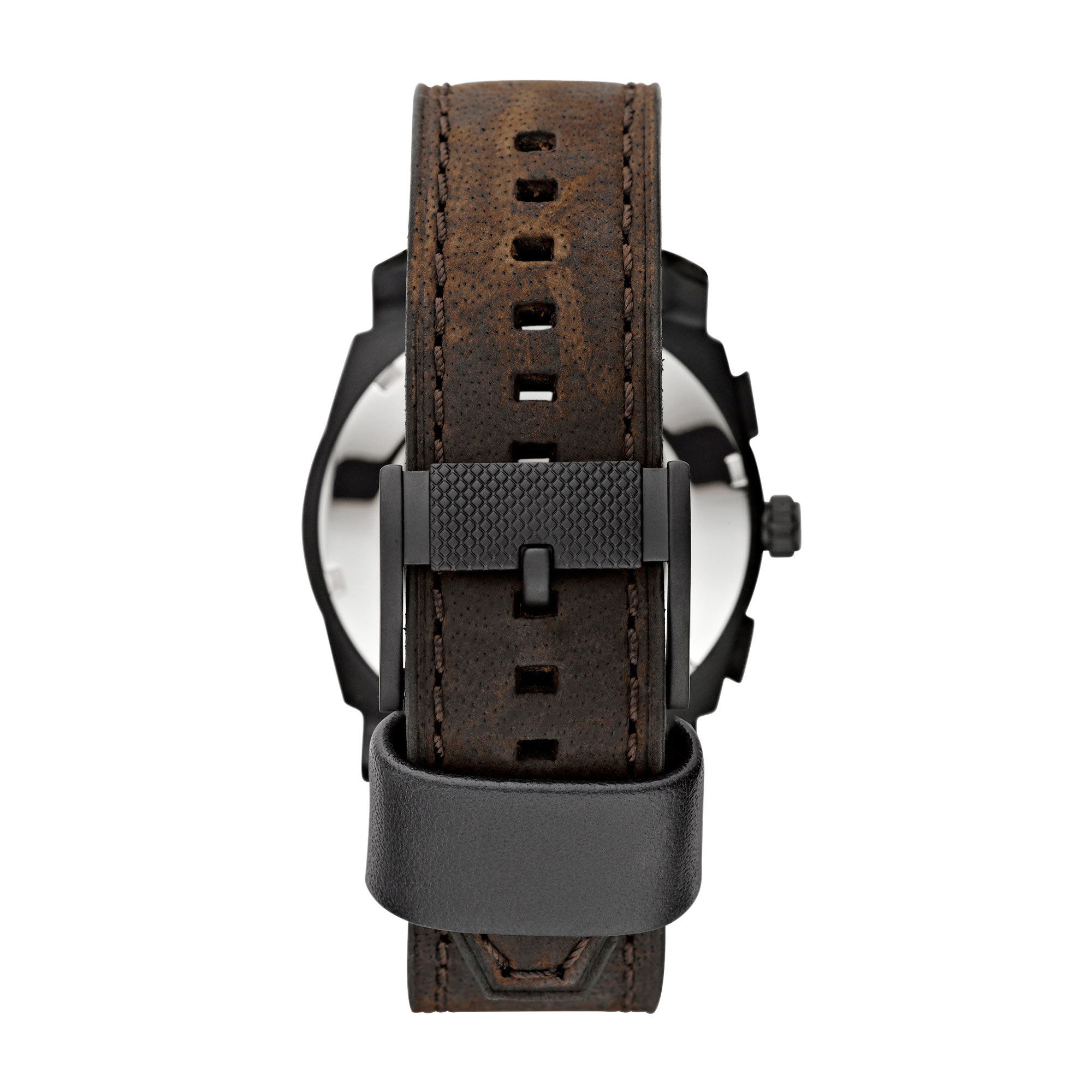 Montre Fossil homme chronographe acier bracelet cuir noir