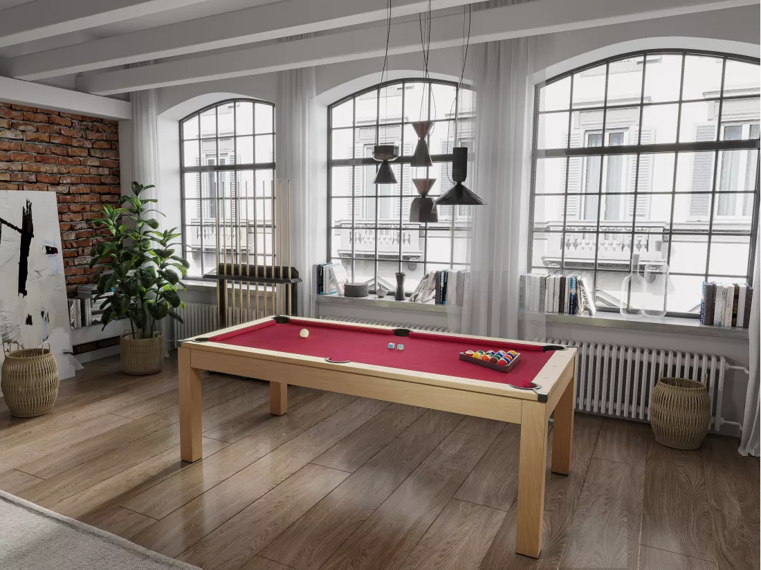 Table transformable - Billard & Ping-pong BALTHAZAR - 213*112*81.5cm - Rouge