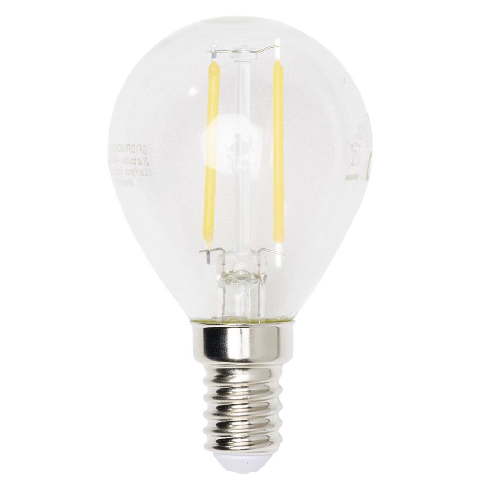 Ampoule LED filament E14 G45 Homday lumière chaude 250lms x2