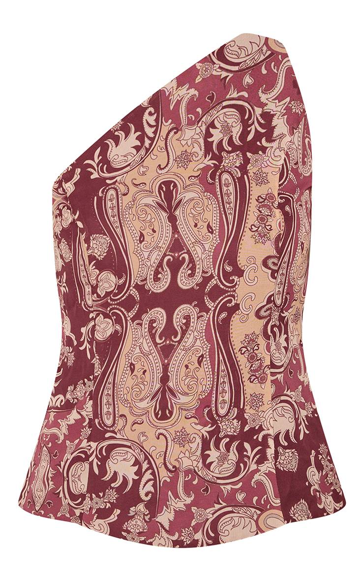 Multicolore Caraco En Mousseline Imprimé Paisley Multicolore Asymétrique Avec Détail Dos