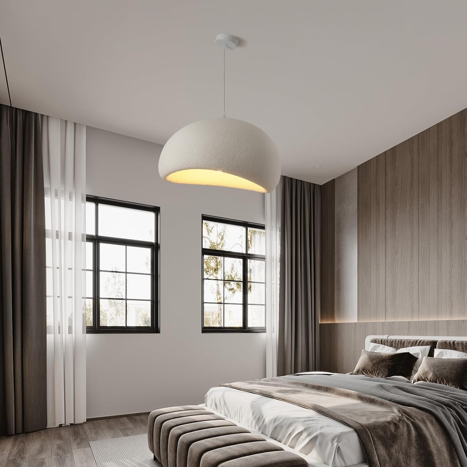 50Cm Moderne Pendelleuchte für Esszimmer E27 Weißer Shell Kronleuchter Wabi-Sabi Deckenlampe Japanische Wabi-Sabi Stil Vogelnest Form Beleuchtungsständer Für Kücheninsel Licht Flur Hängelampe