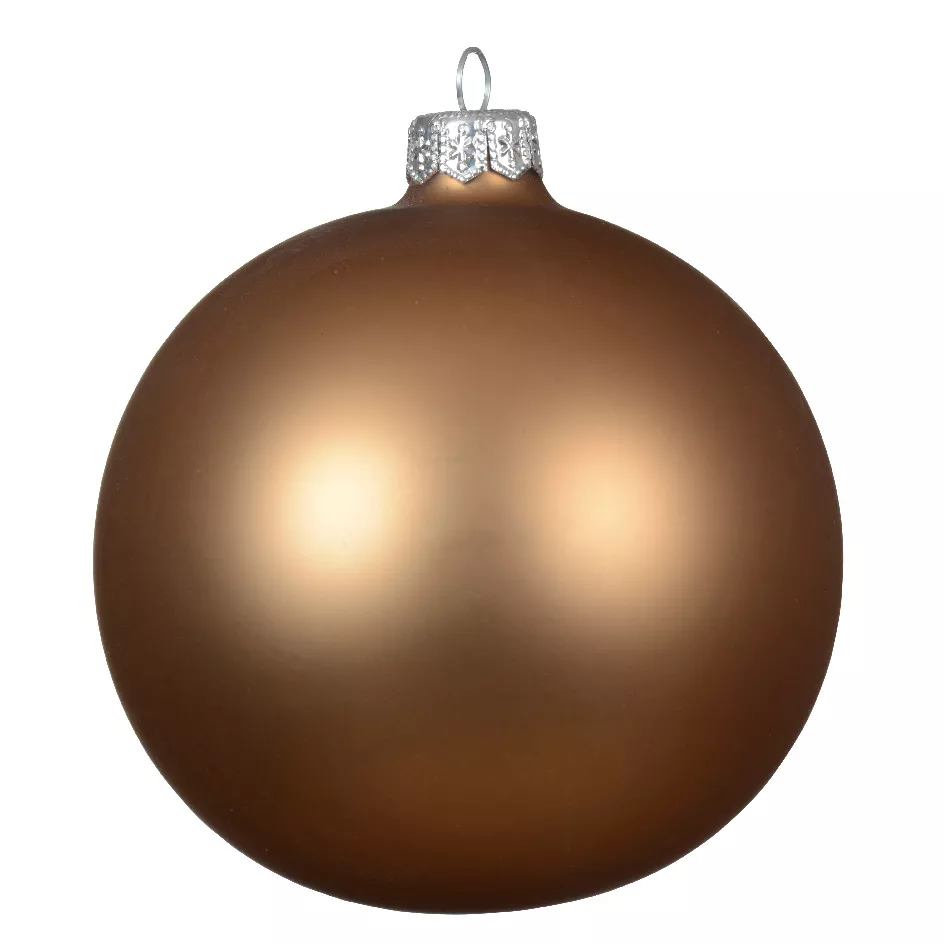 Lot de 4 boules de Noël en verre (D100 mm) Arctique mate Noix de pécan