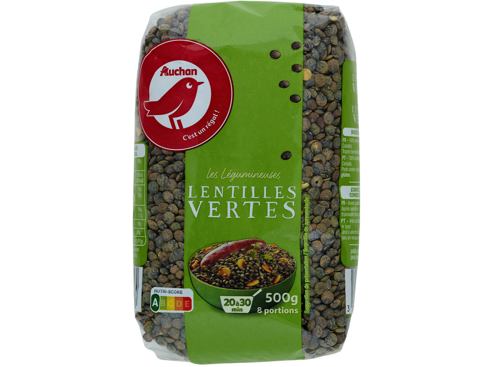 LENTILHAS AUCHAN VERDES 500G