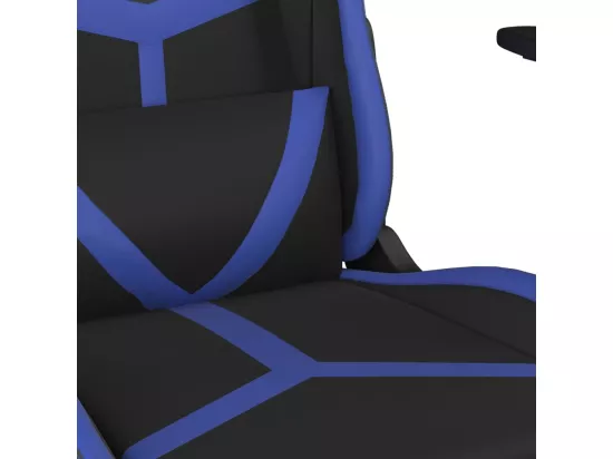 Chaise de jeu avec repose-pied Noir et bleu Similicuir