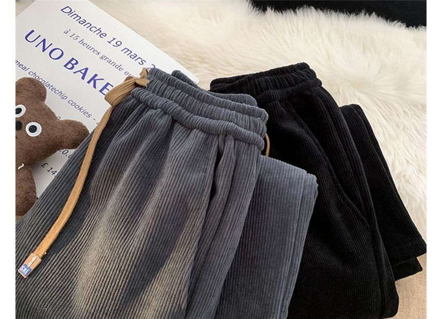 Cloud Nine - Corduroy broek met trekkoord en fleecevoering en wijde pijpen