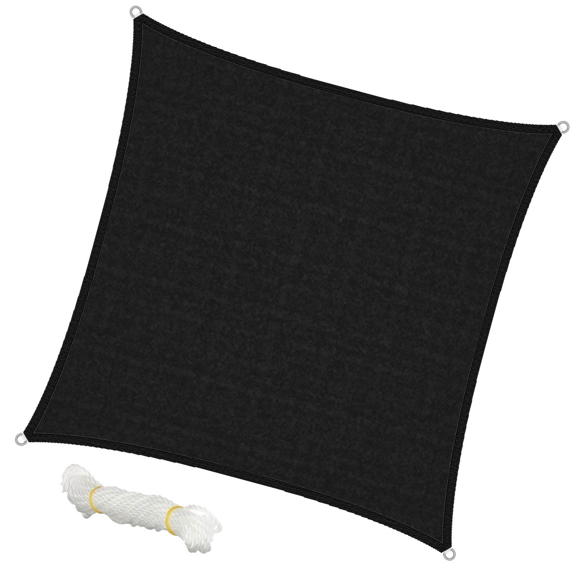ECD Germany Zonwering 3,6x3,6 m Vierkant Antraciet 100% HDPE UV-bescherming Waterafstotend Weerbestendig Ademend, incl. bevestigingstouwen, Schaduwleverancier voor Terras, Balkon, Tuin