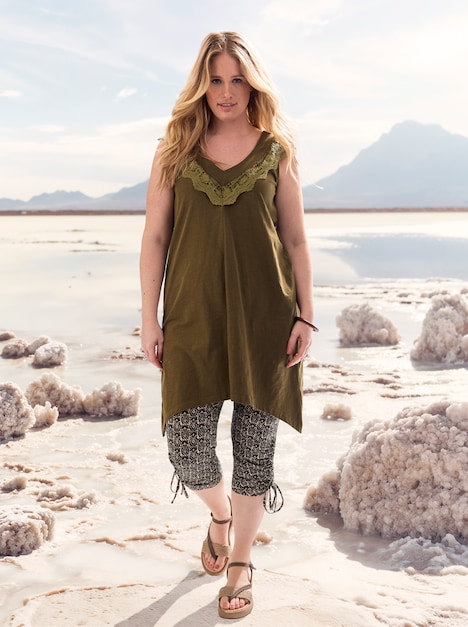 Capri-Leggings, Saumband, Elastikbund, Biobaumwolle