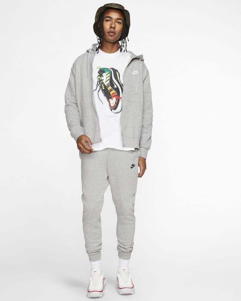 Sweat zippé à capuche Nike Sportswear Club Fleece Gris pour homme