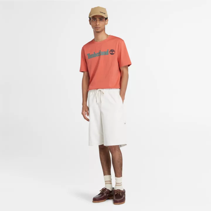 T-shirt à logo linéaire pour homme en orange clair