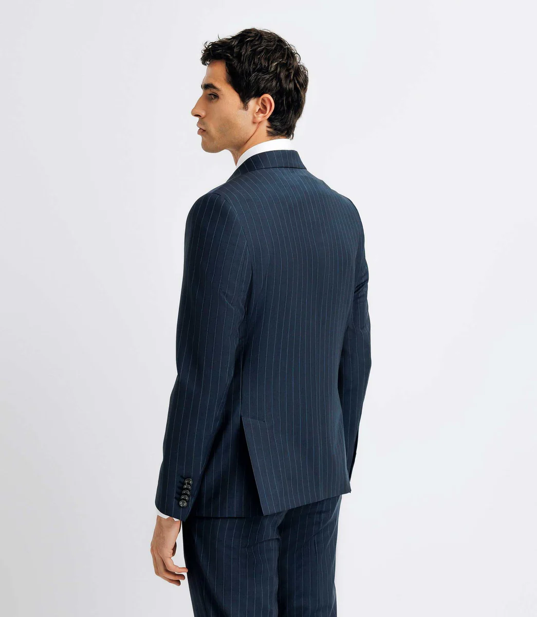 Costume croisé rayé marine