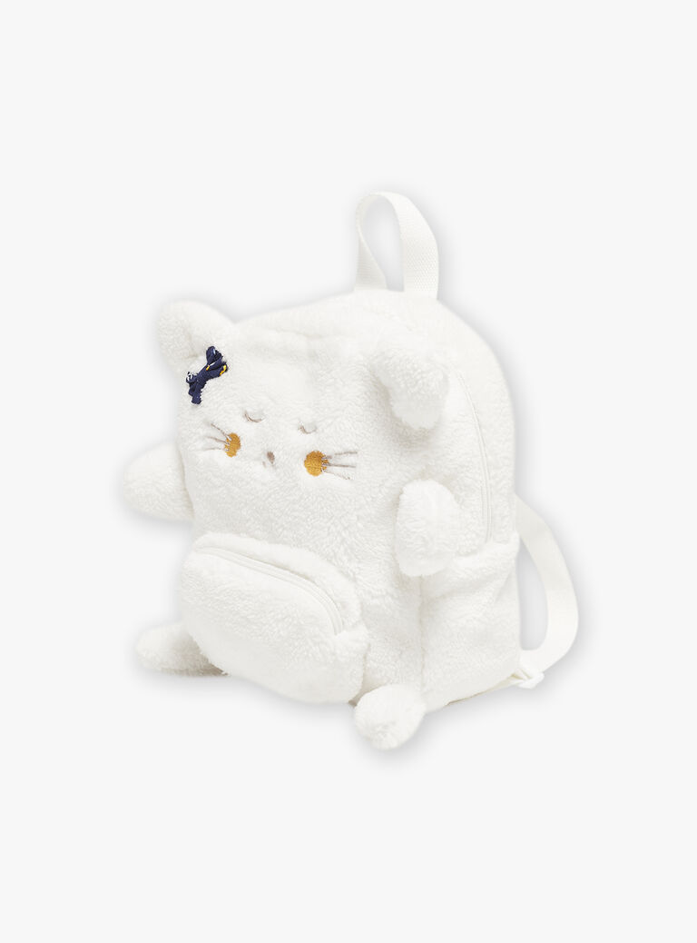Sac écru en fourrure synthétique forme animal
