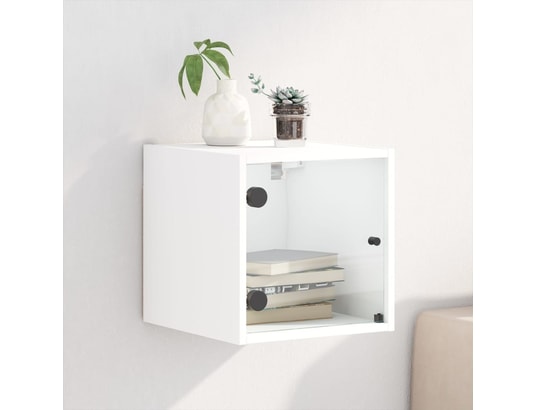 VIDAXL - Table de chevet avec porte en verre blanc 35x37x35 cm