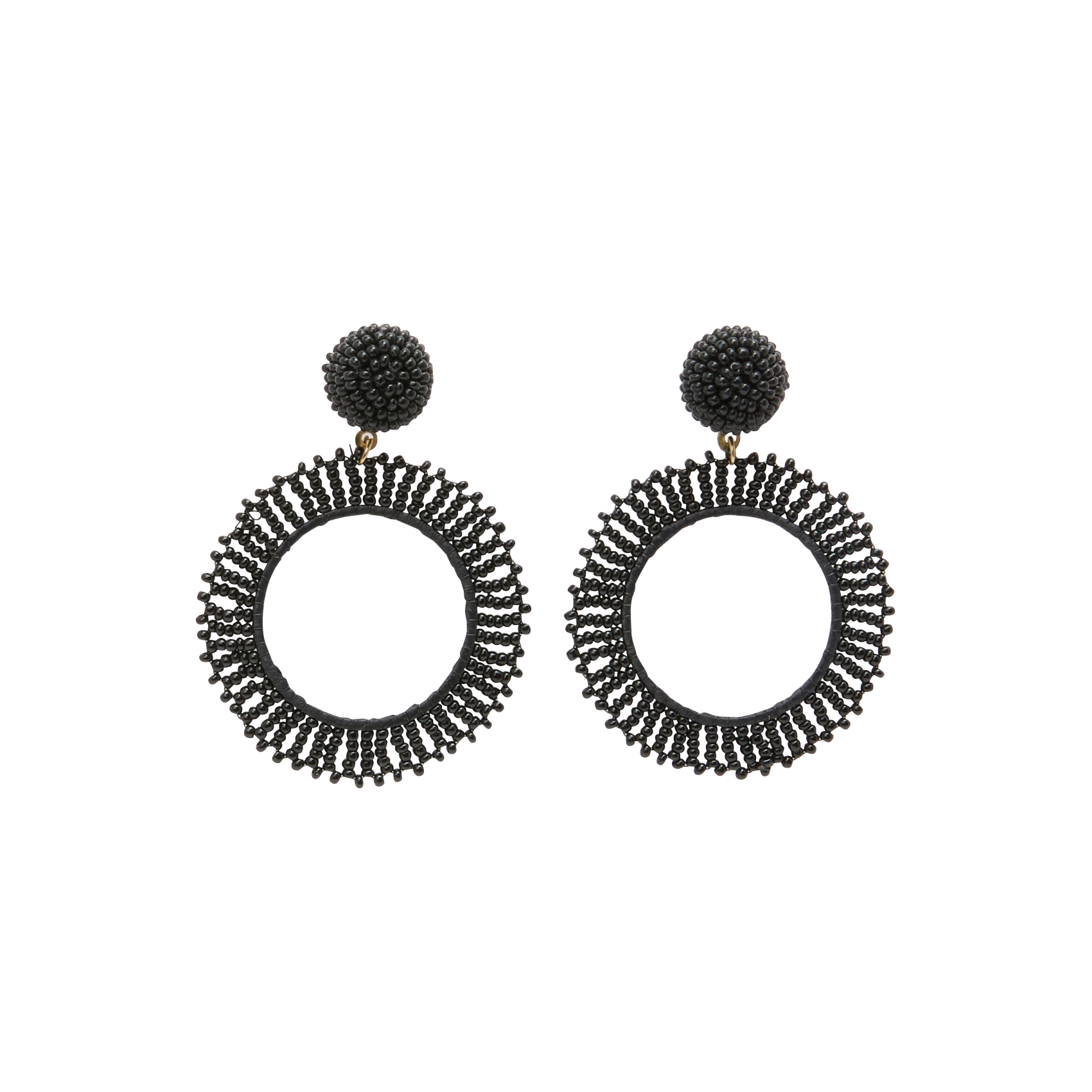 CECILIA - Boucles d'oreilles pendantes à perles | Noir