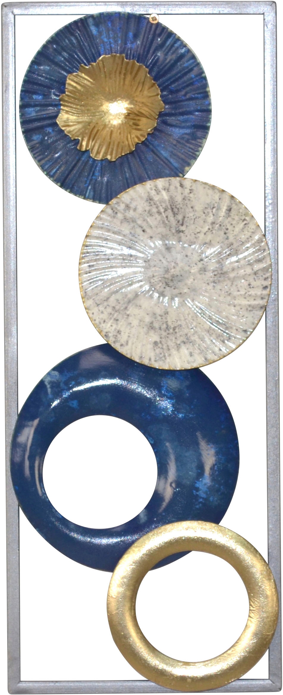 HOFMANN LIVING AND MORE Wanddekoobjekt »Wanddekoration« Metalldeko Kreise in blau silber
