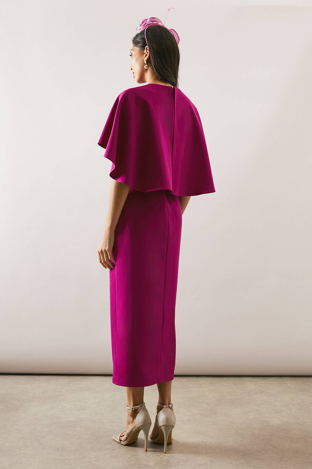 Wallis Robe Crayon Ceinturée À Cape Tissée