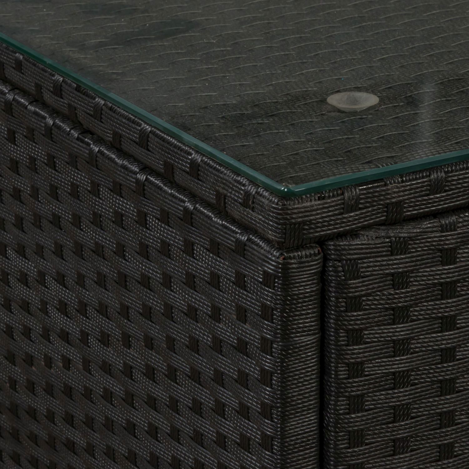 Juskys Polyrattan Lounge Nassau schwarz für 5 Personen mit Ecksofa & Tisch – Bezüge Dunkelgrau