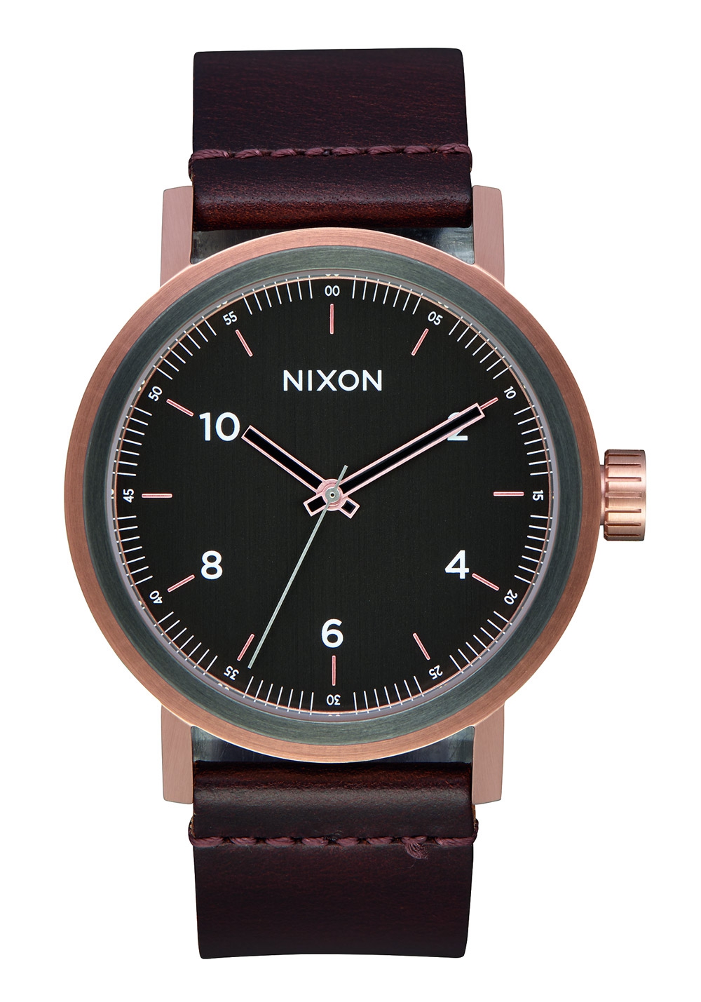 Nixon The Stark Leather Rose Gold / Gunmetal / Brown