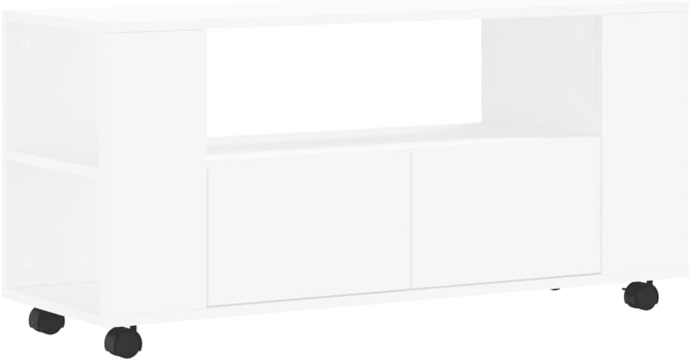 vidaXL TV Schrank, Fernsehschrank mit viel Stauraum, Fernsehtisch für Wohnzimmer, Lowboard Sideboard TV Ständer TV Gerät, Weiß Holzwerkstoff