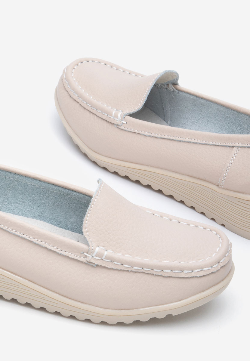 Mocassins femme à plateforme beige Storia