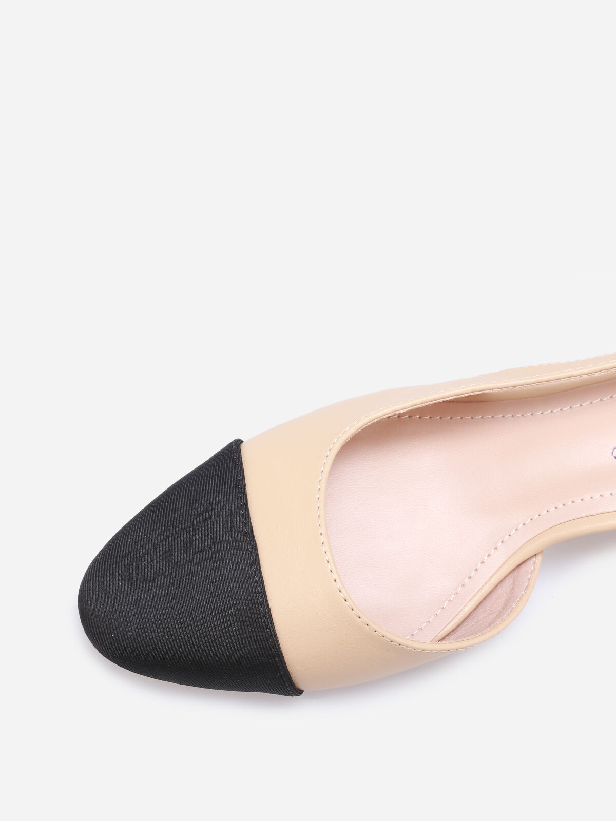 Escarpins bi-matières à bride stretch- Beige