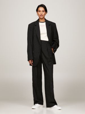 Blazer listrado oversized estilo preppy