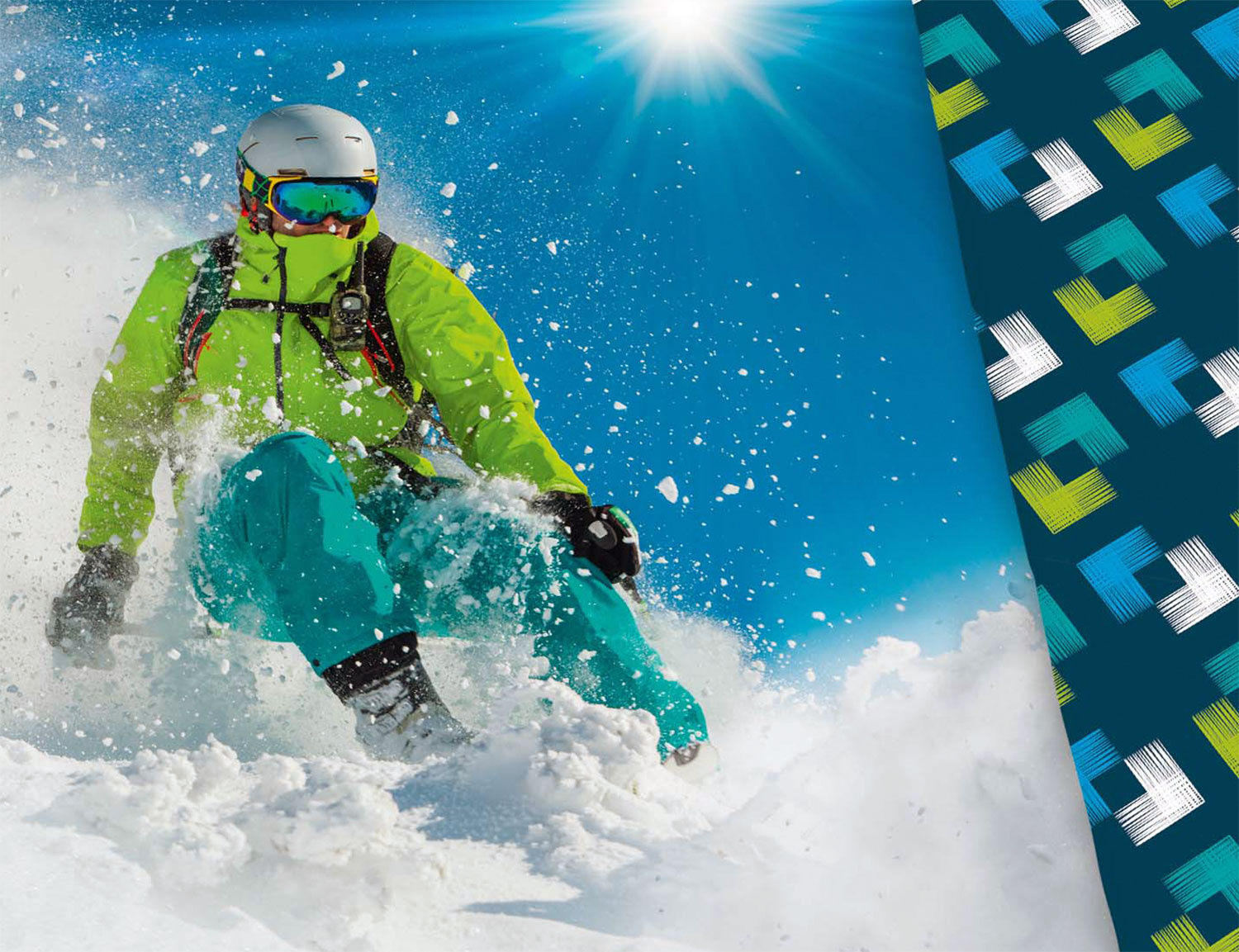 Bettwäsche mit Skifahrer im Tiefschnee