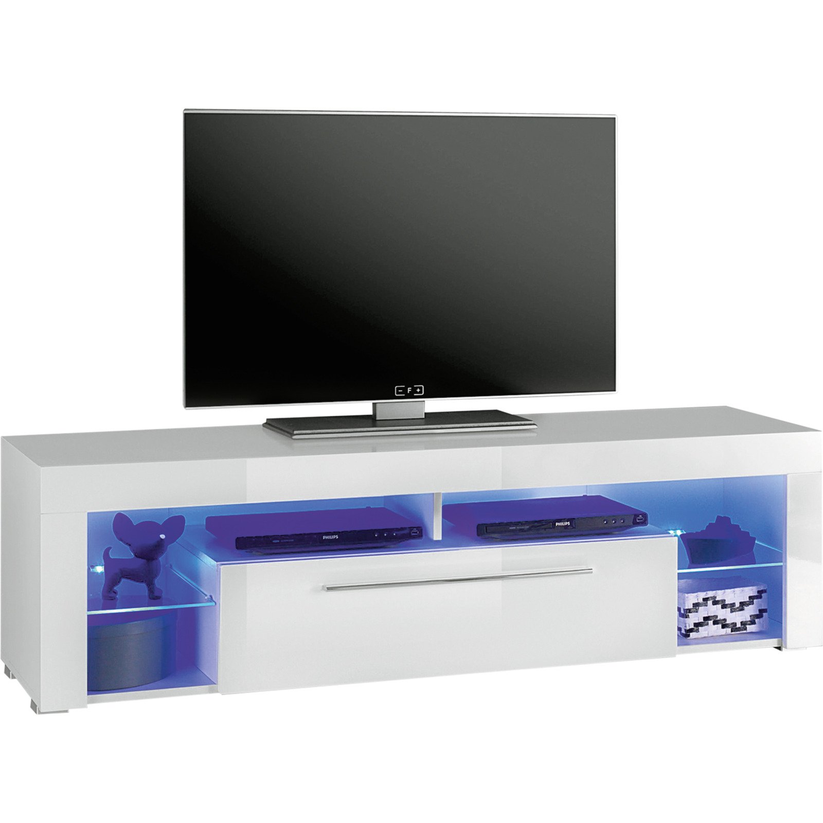TV-Möbel Goal Dekor weiss 153 x 44 x 44 cm inkl. LED