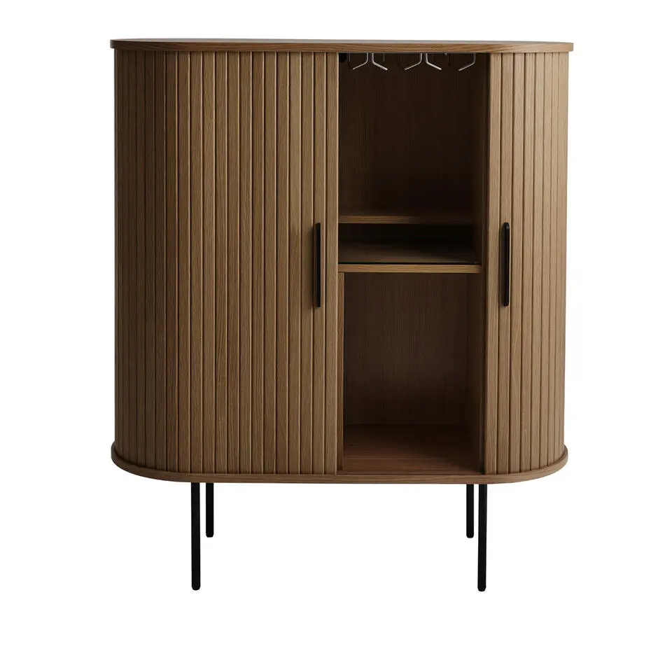 Kast Donker Eikenhout - Incl Glazenrek - 118cm - Nola